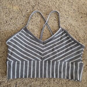 Glyder Charcoal and White Striped Sports Bra